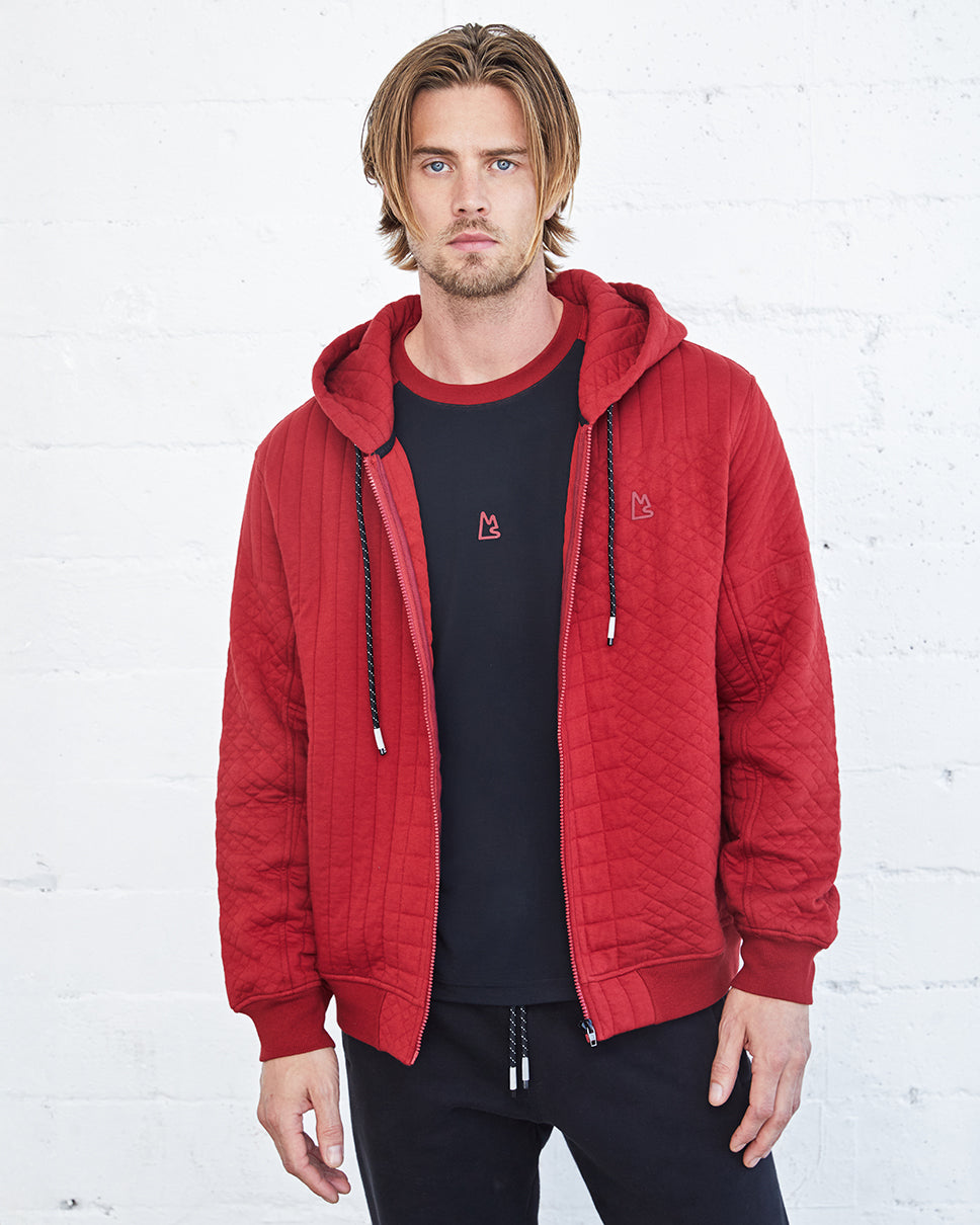 Zeno Quilted Jacquard Zip-Up Hoodie