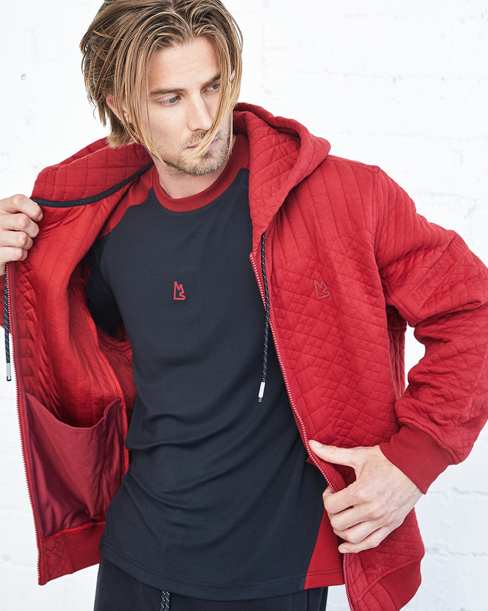 Zeno Quilted Jacquard Zip-Up Hoodie