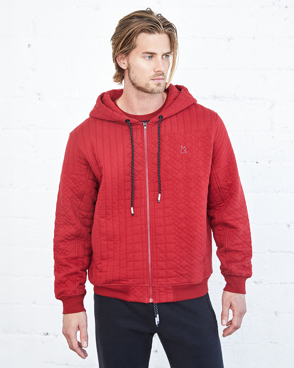 Zeno Quilted Jacquard Zip-Up Hoodie