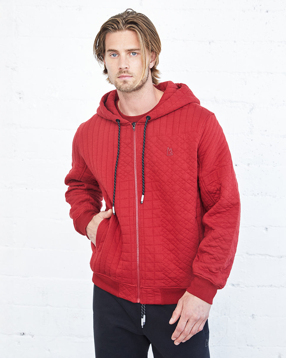 Zeno Quilted Jacquard Zip-Up Hoodie