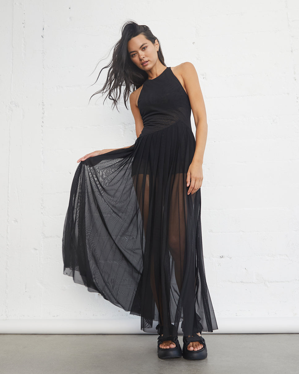 Echo Pleated Mesh Dress