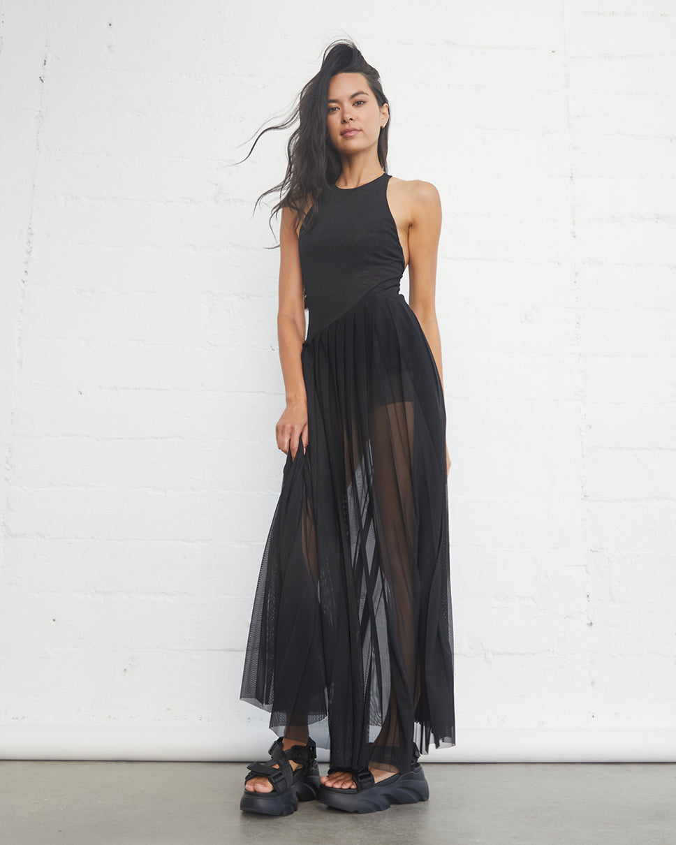 Echo Pleated Mesh Dress