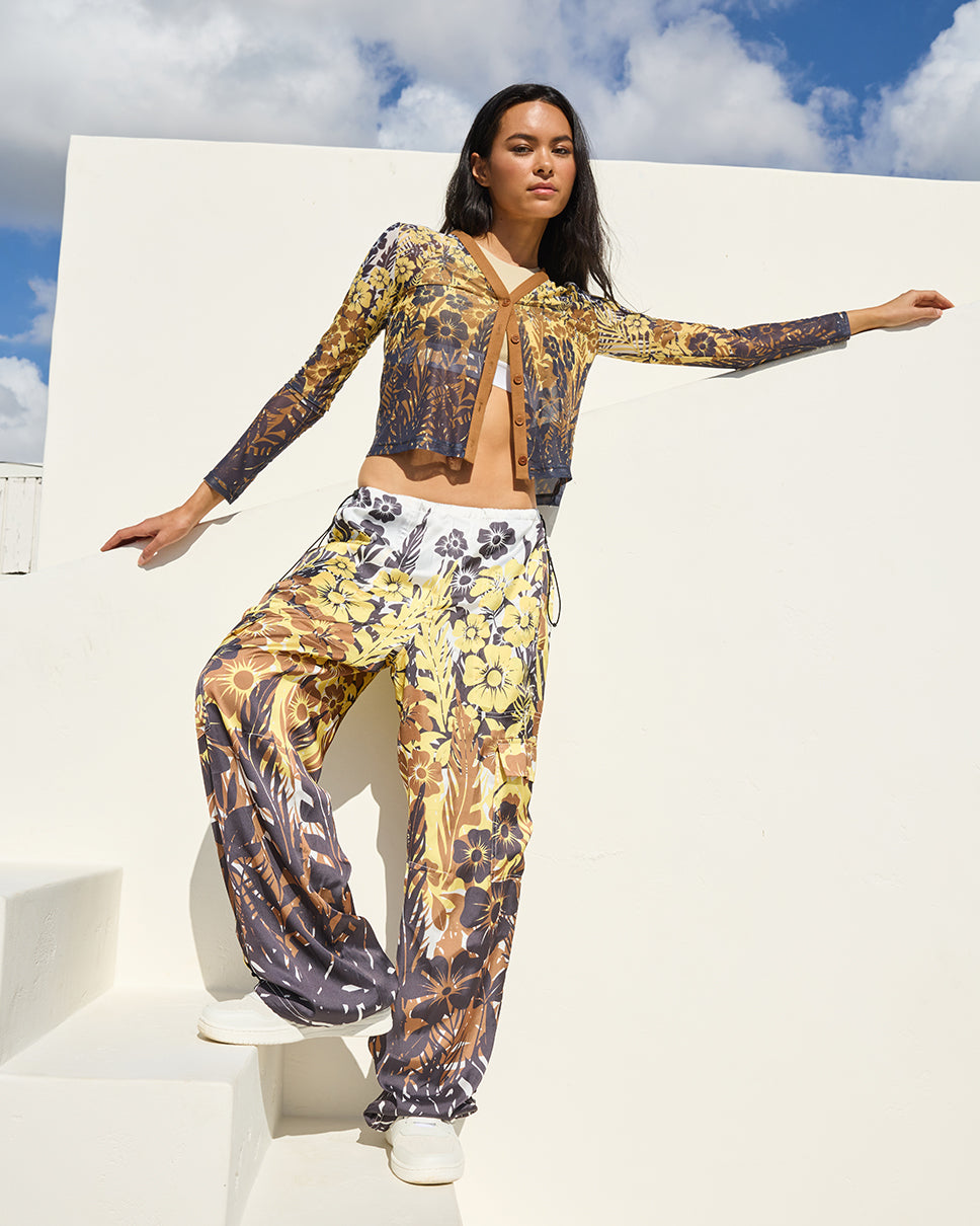 Floral Palm Mesh Cardigan