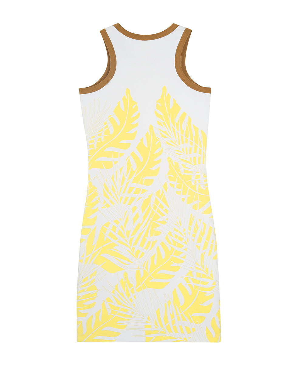 White Yellow Floral Palm Dress