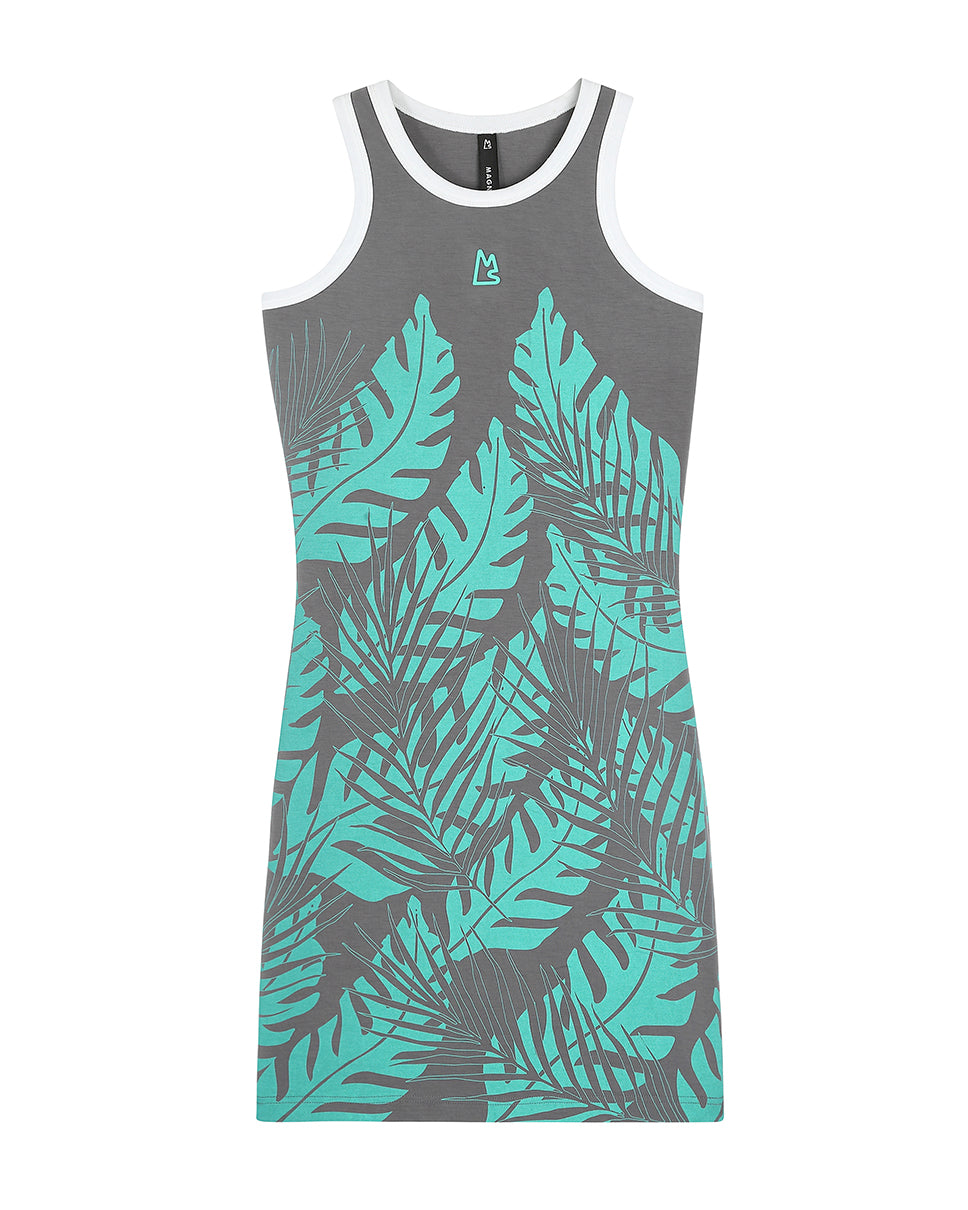 Ash Turquoise Floral Palm Dress