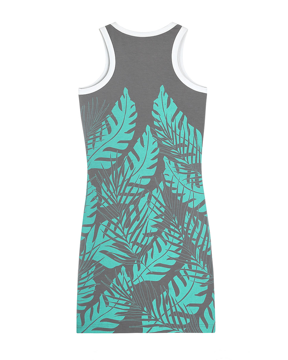 Ash Turquoise Floral Palm Dress