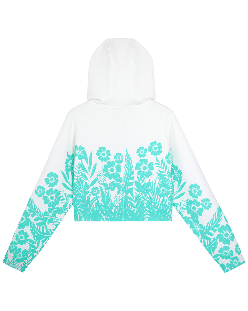 Floral Palm Kimono Cropped Hoodie