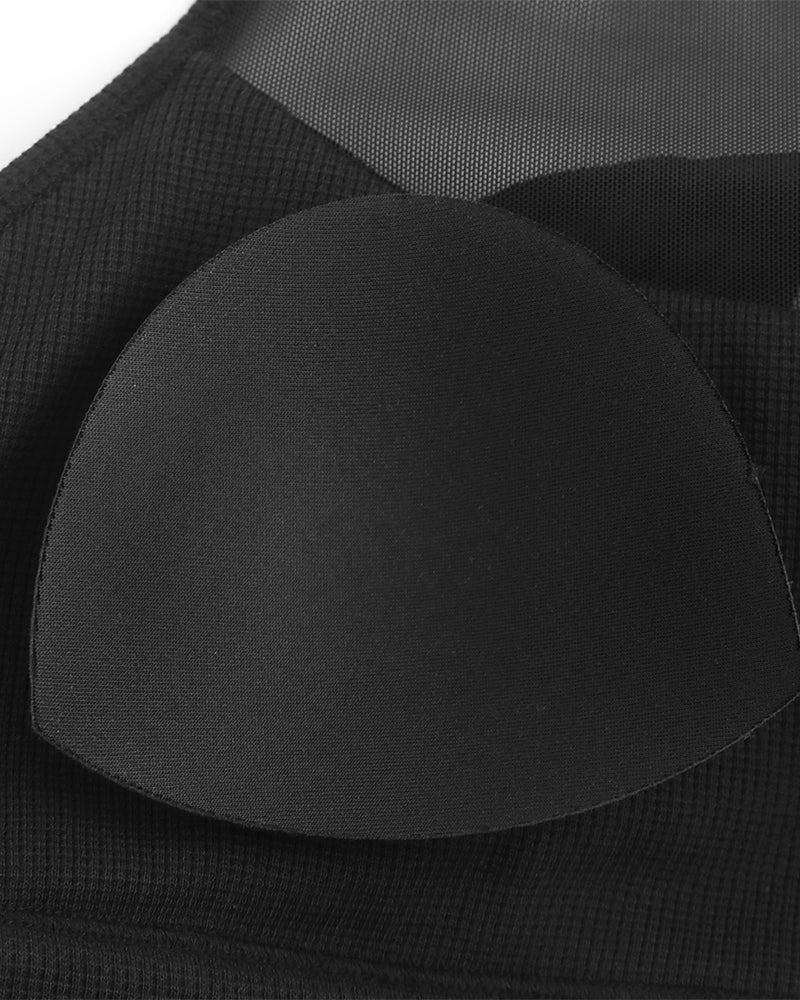 Waffle Knit Mesh Sports Bra