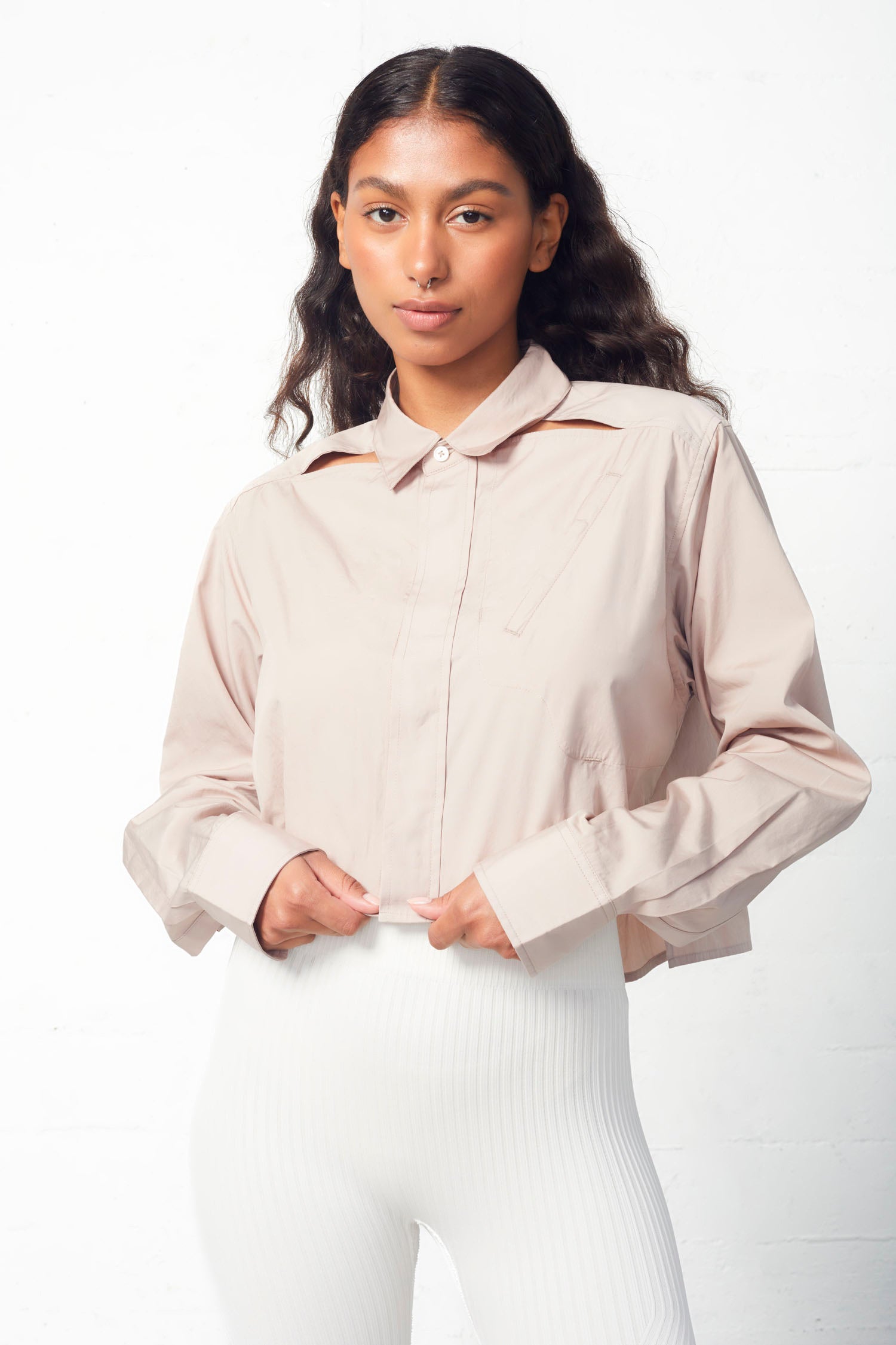 Button Down Shirt With Biomorphic Pocket Detail
