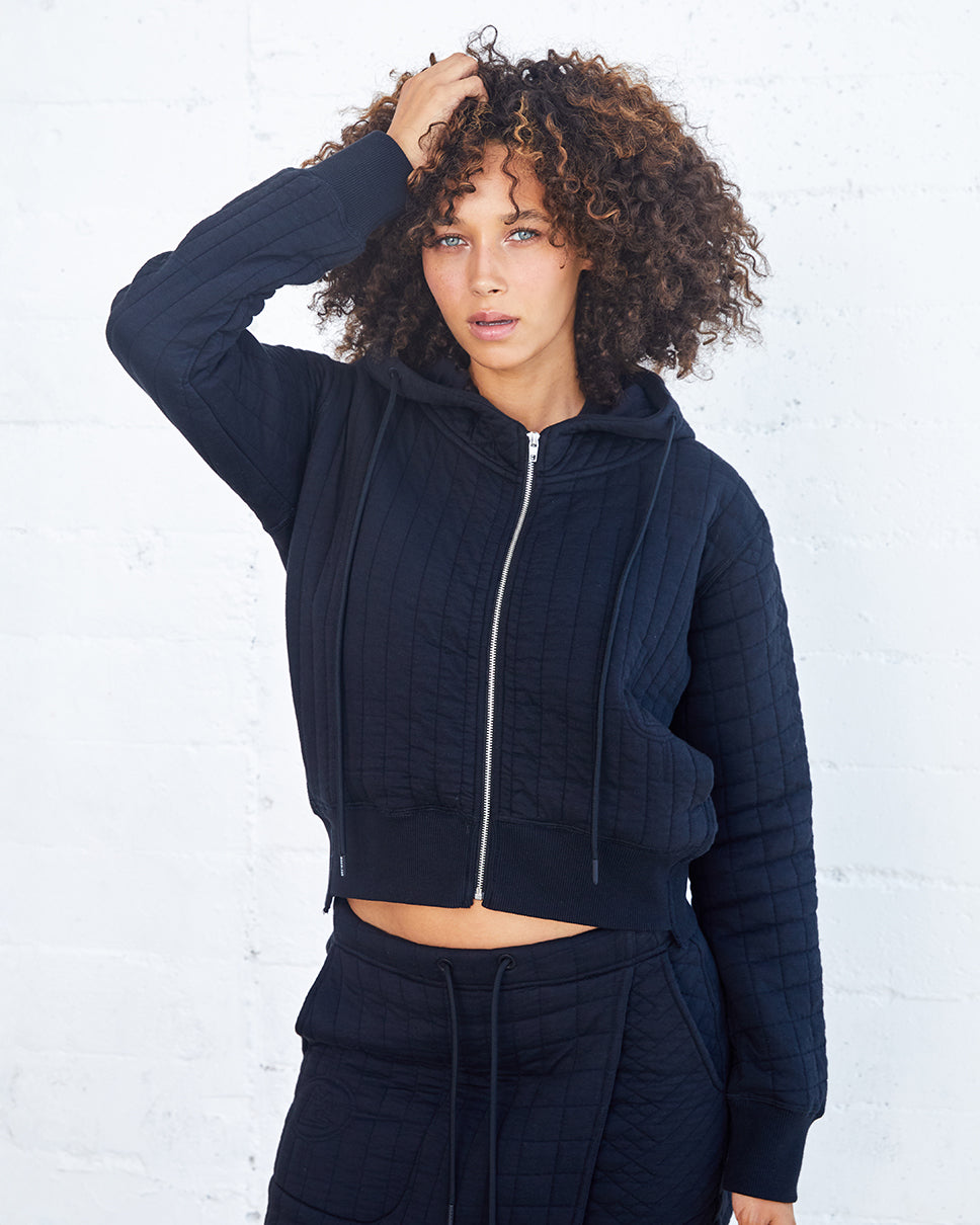 Zeno Quilted Zip-Up Hoodie