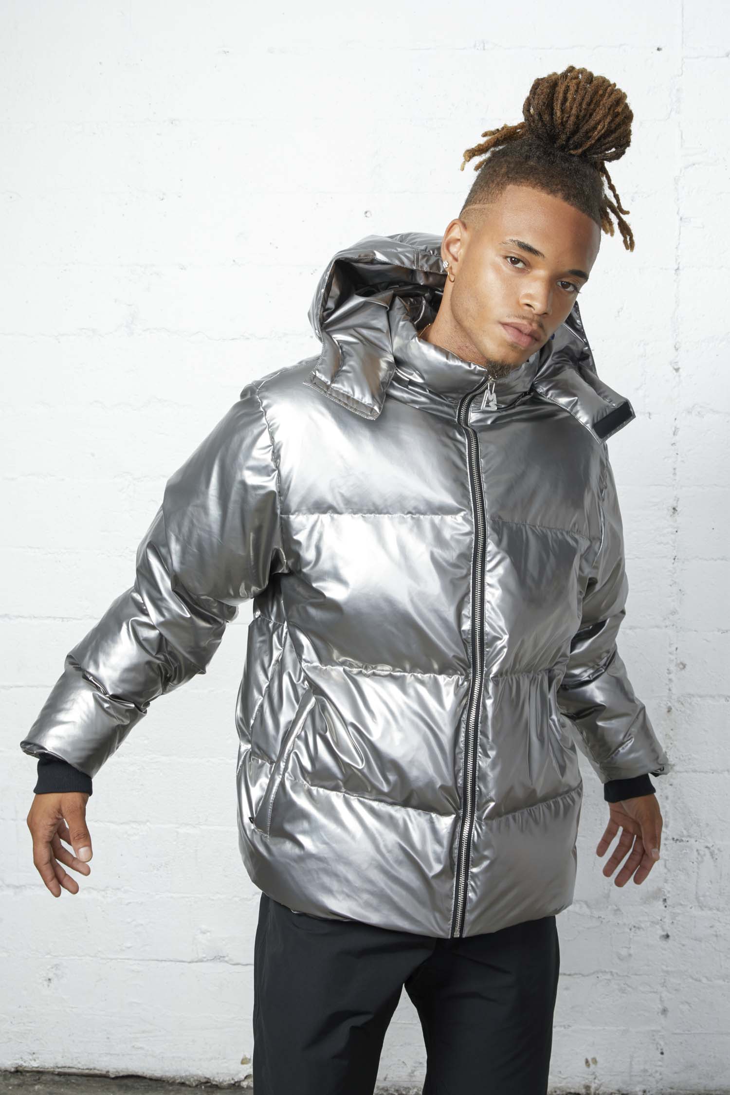 Silver puffer jacket on sale mens